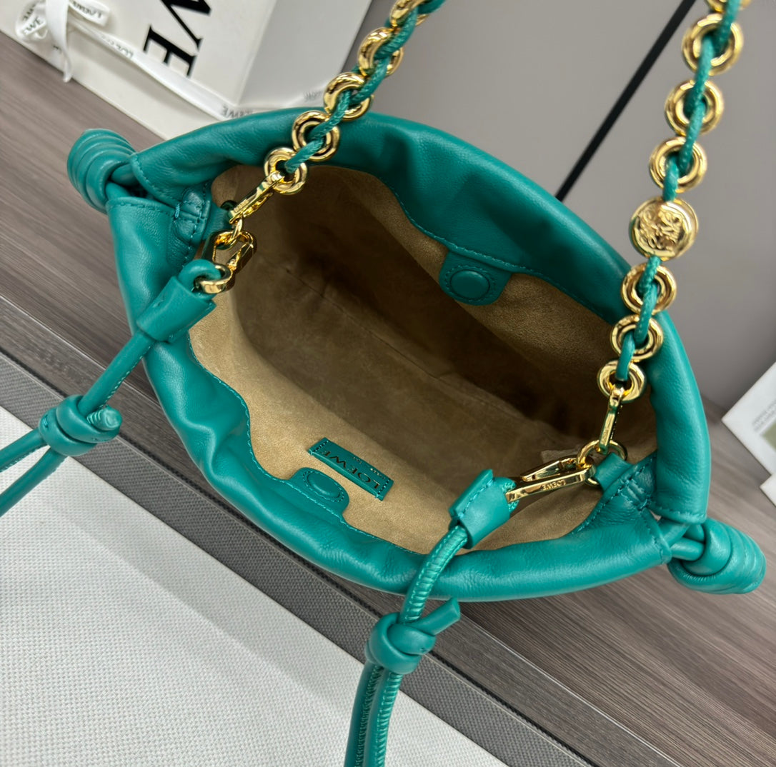 LOE 23 FLAMENCO PURSE BUCKET IN TEAL GREEN LAMBSKIN mysite