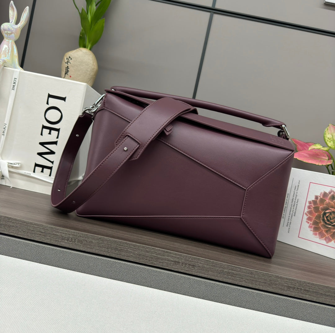LOE PUZZLE 33 BAG IN WINE PURPLE CALFSKIN mysite
