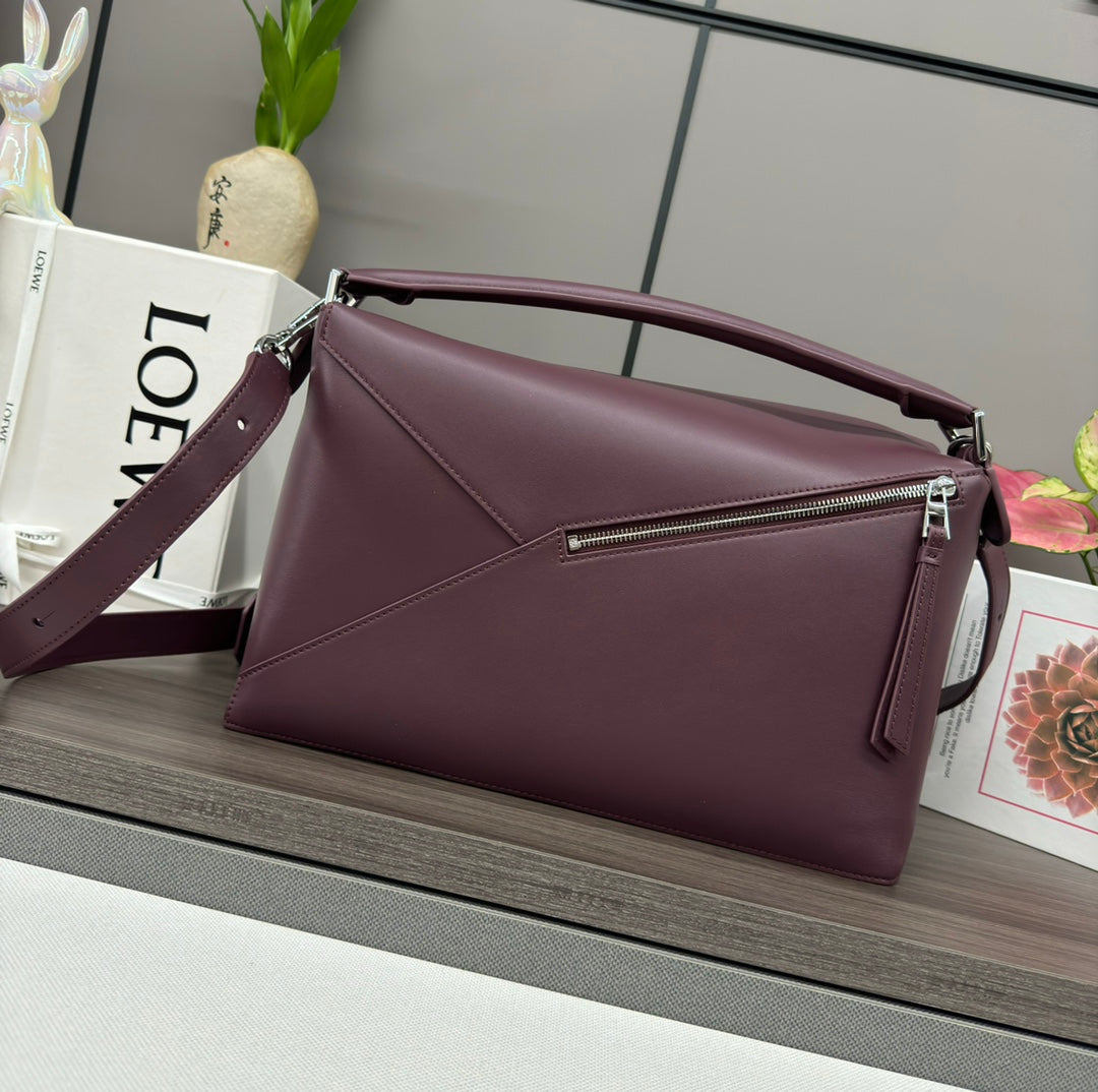 LOE PUZZLE 33 BAG IN WINE PURPLE CALFSKIN mysite