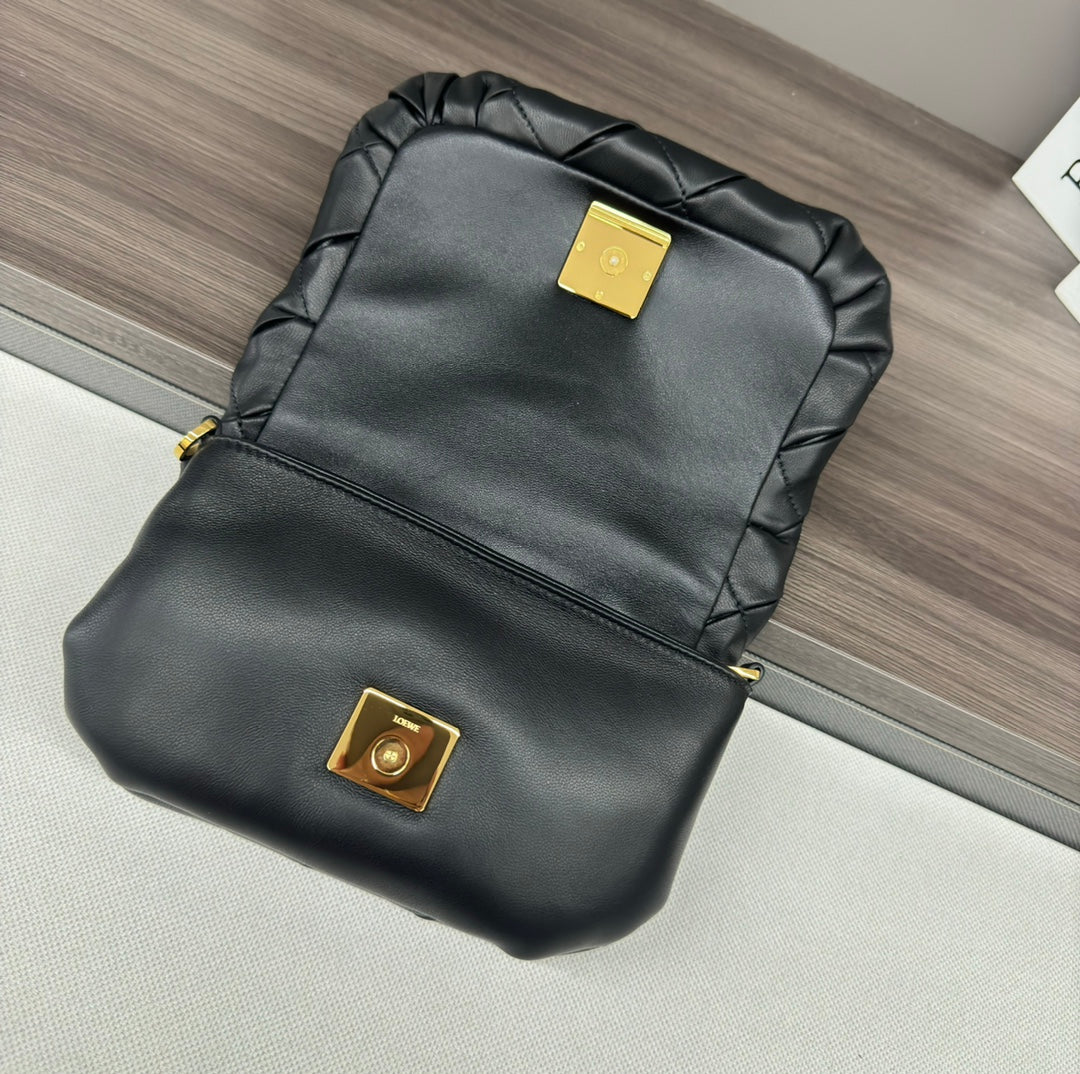 LOE 20 PUFFER GOYA BAG IN BLACK NAPPA LAMBSKIN mysite