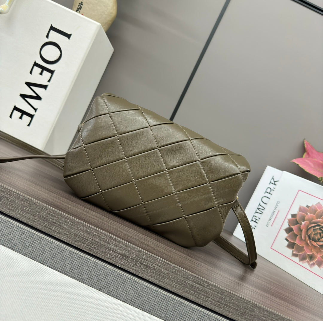 Loewe 25s Puffer Goya Bag 20 Khaki Green Lambskin mysite