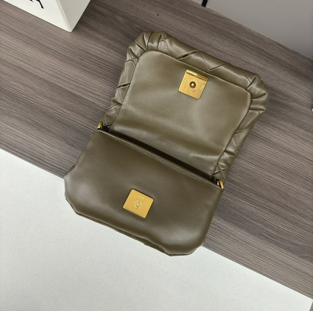 Loewe 25s Puffer Goya Bag 20 Khaki Green Lambskin mysite