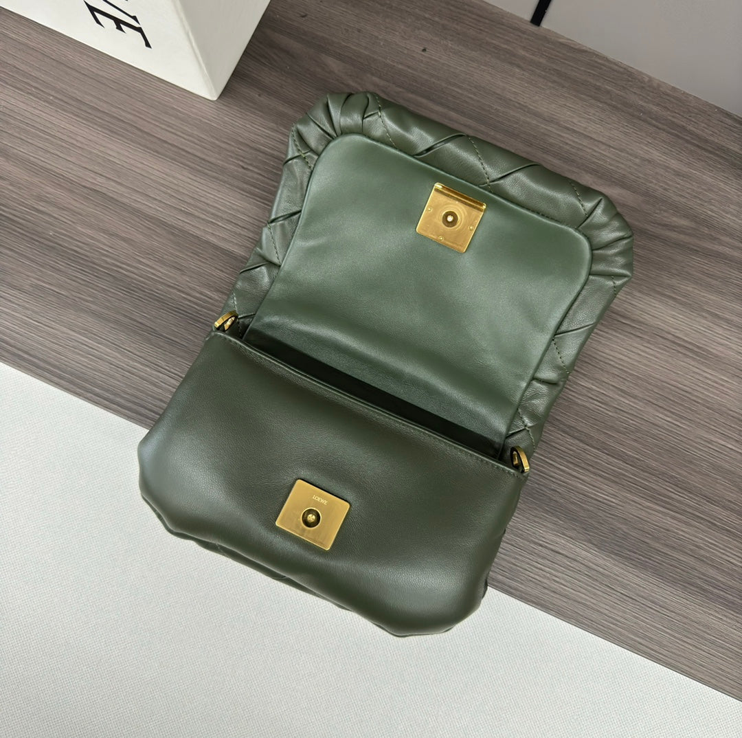 Loewe 25s Puffer Goya Bag 20 Bottle Green Lambskin mysite
