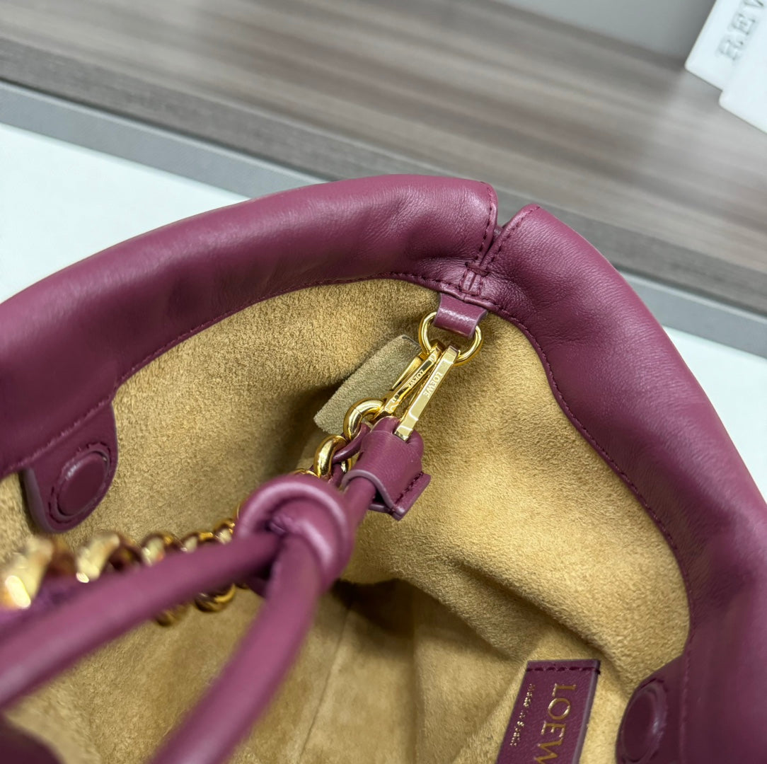 LOE 23 FLAMENCO PURSE BUCKET IN PLUM PURPLE LAMBSKIN mysite