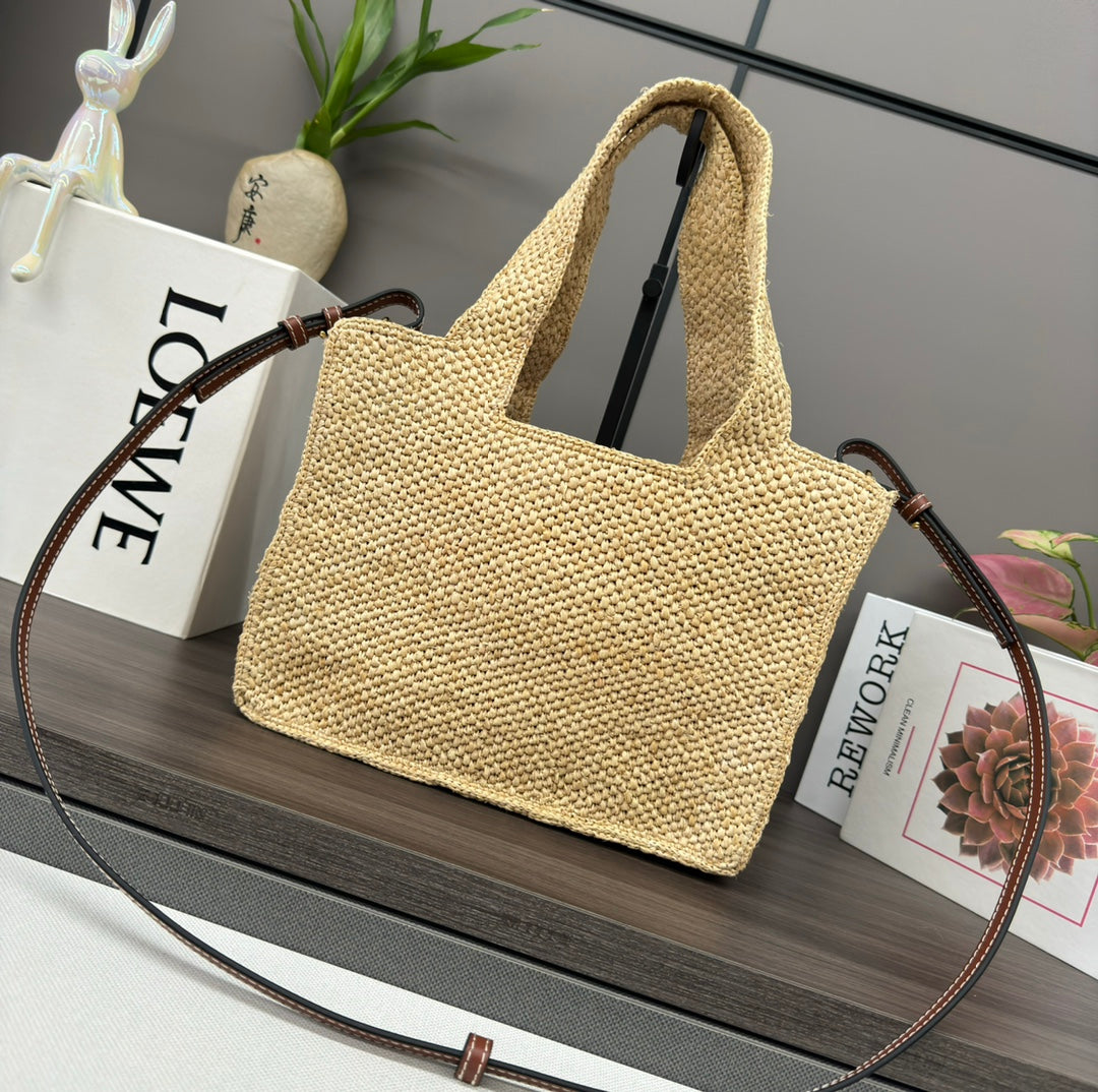 Loew Font Tote 24cm Beige Raffia mysite
