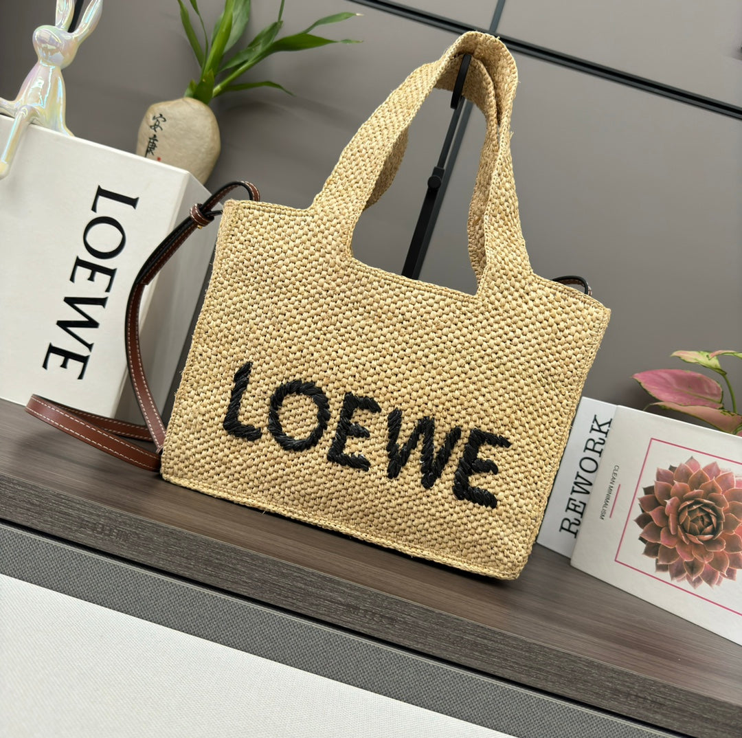 Loew Font Tote 24cm Beige Raffia mysite