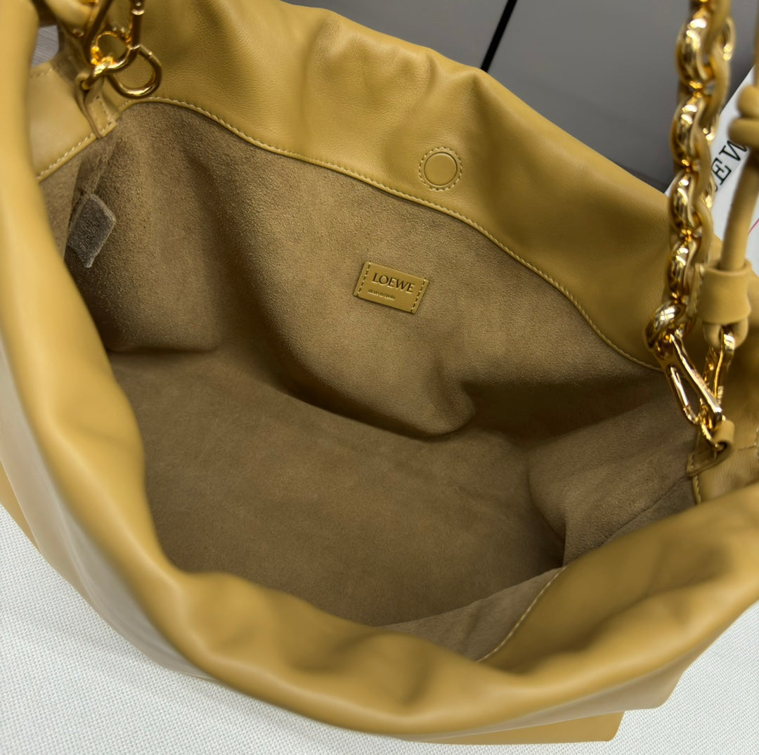 LOE LARGE 41 FLAMENCO PURSE BUCKET IN DIJON YELLOW LAMBSKIN GOLD HARDWARE mysite