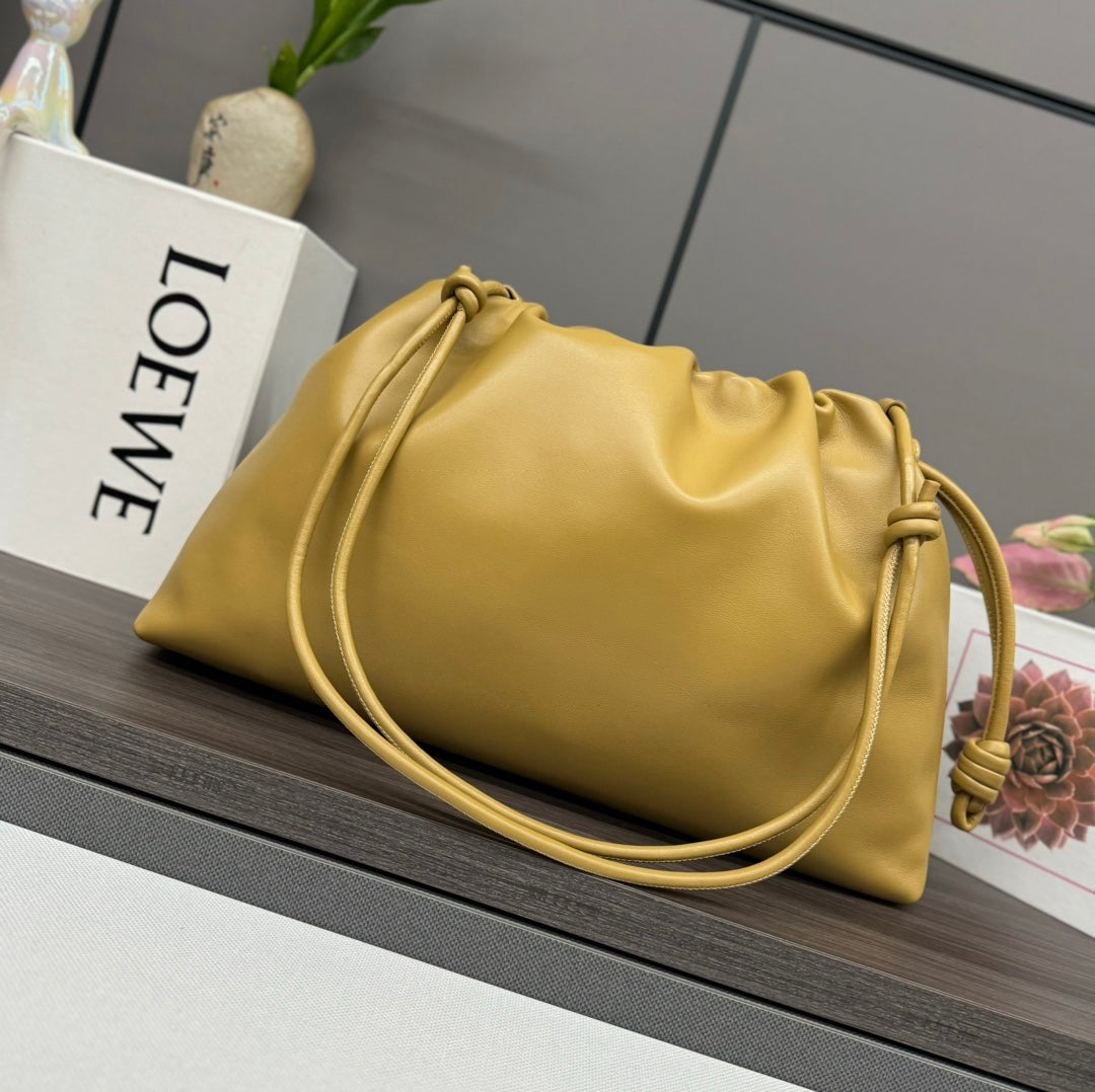 LOE LARGE 41 FLAMENCO PURSE BUCKET IN DIJON YELLOW LAMBSKIN GOLD HARDWARE mysite