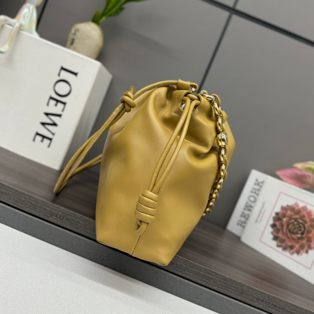 LOE LARGE 41 FLAMENCO PURSE BUCKET IN DIJON YELLOW LAMBSKIN GOLD HARDWARE mysite