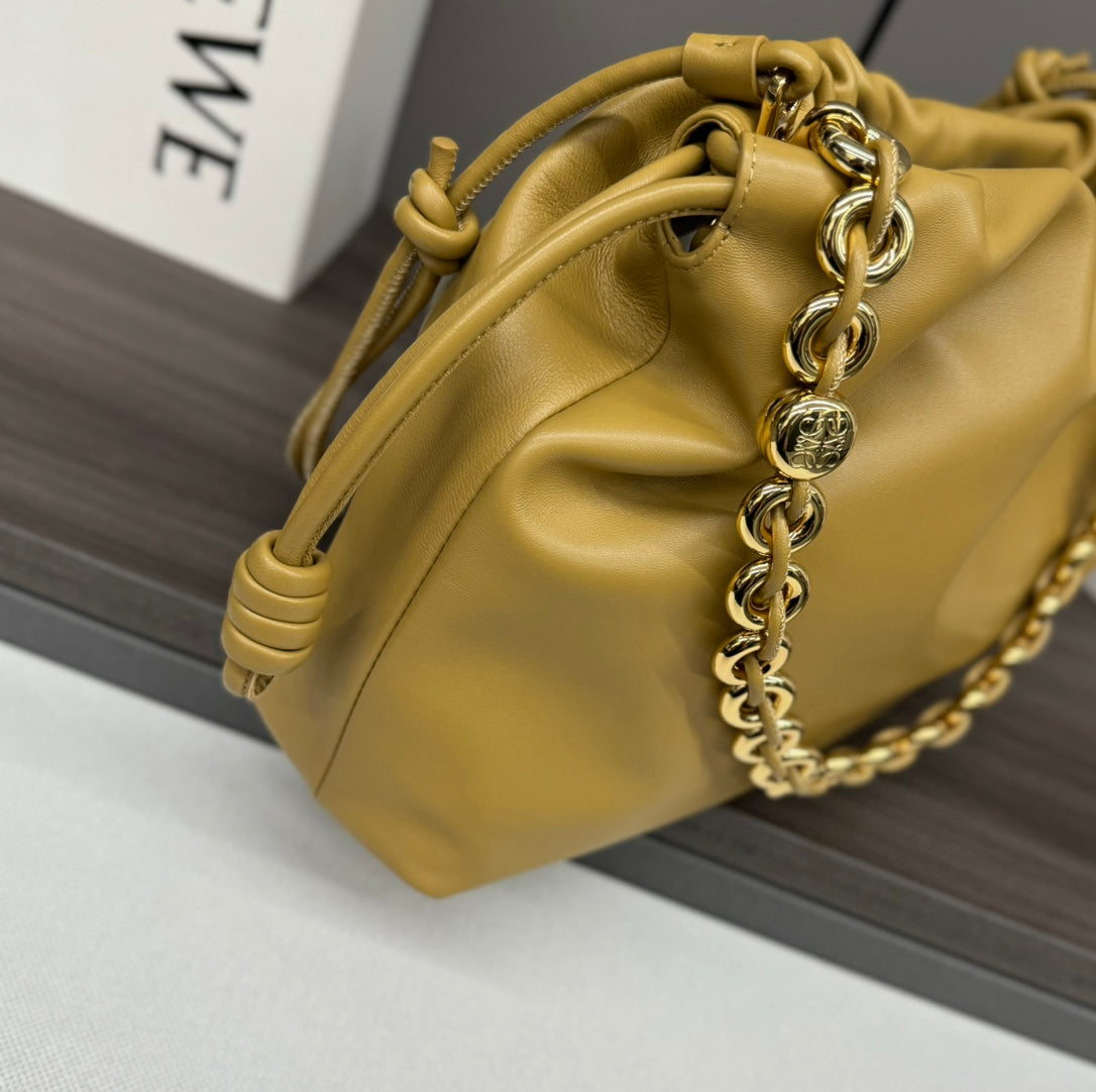 LOE LARGE 41 FLAMENCO PURSE BUCKET IN DIJON YELLOW LAMBSKIN GOLD HARDWARE mysite