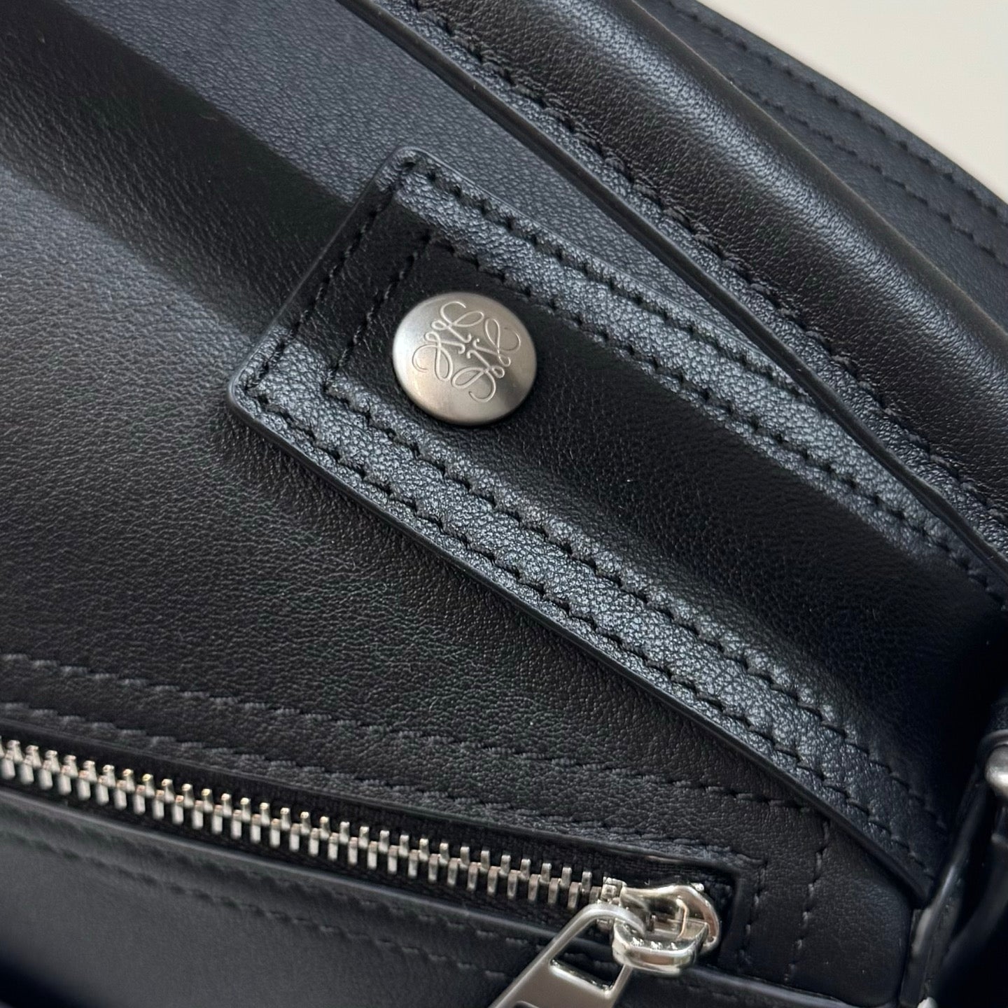 Loew Puzzle Biker Shoulder Bag 24cm Black Cowhide mysite