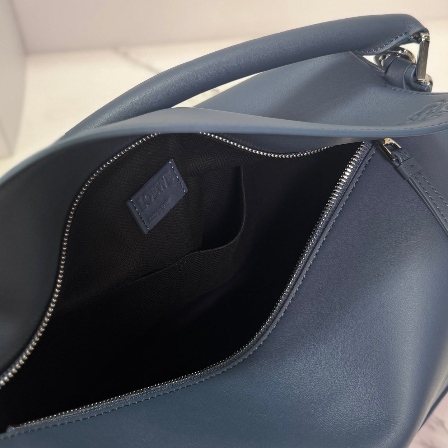 Loew Puzzle Edge Large Bag 33cm Indigo Dye Calfskin mysite