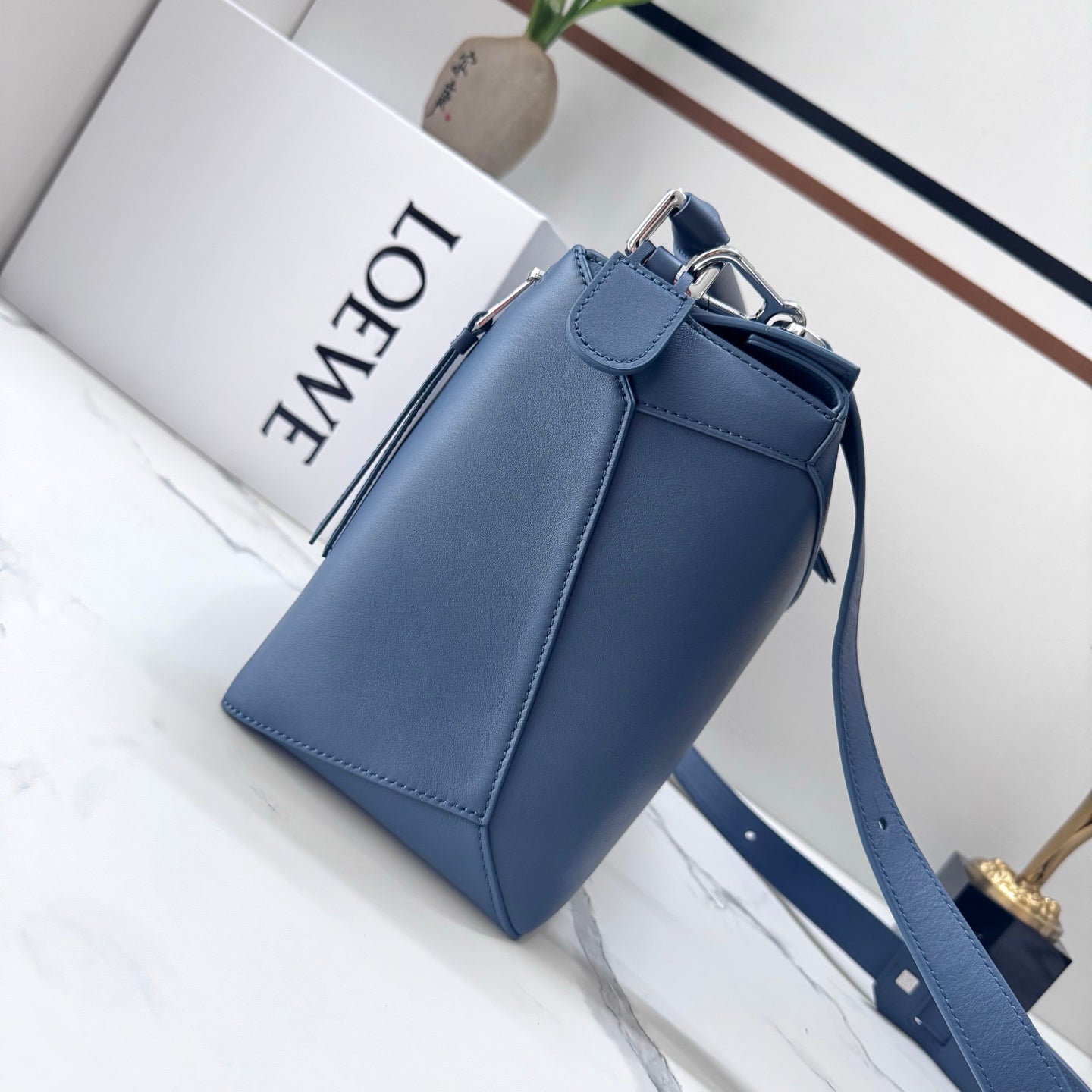 Loew Puzzle Edge Large Bag 33cm Indigo Dye Calfskin mysite