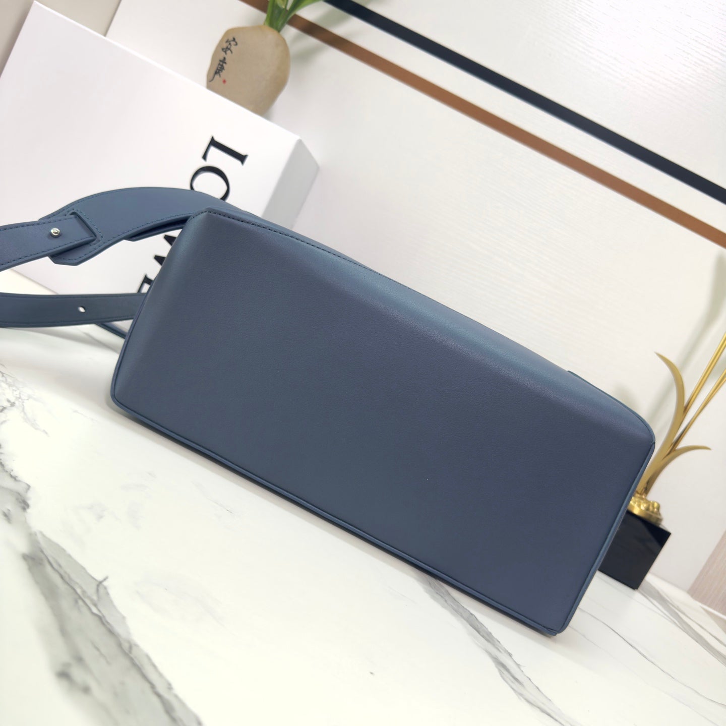 Loew Puzzle Edge Large Bag 33cm Indigo Dye Calfskin mysite