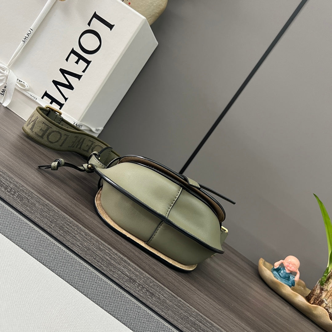 Mini Gate Dual bag in soft calfskin and jacquard Green smooth caflskin mysite