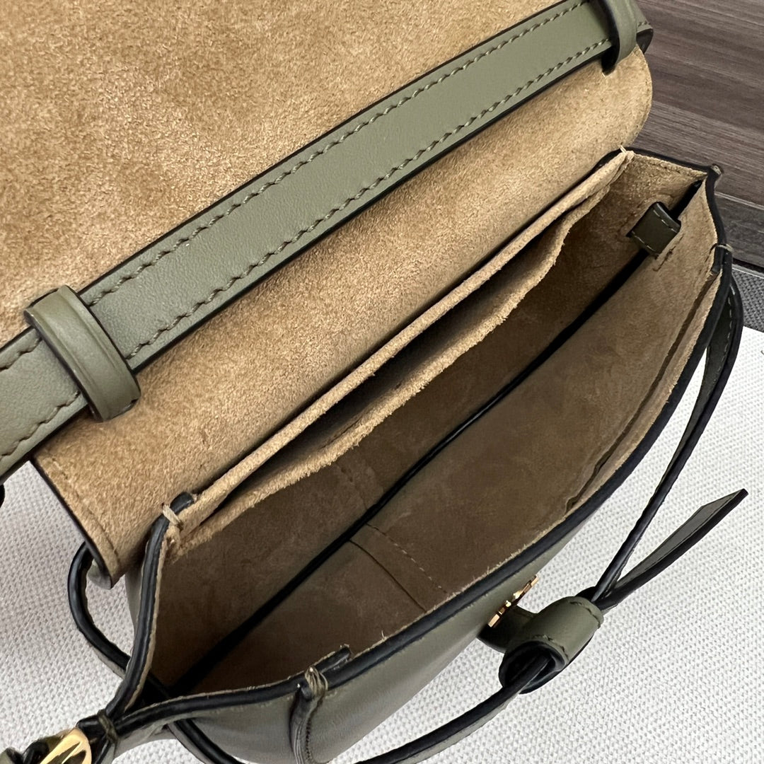 Mini Gate Dual bag in soft calfskin and jacquard Green smooth caflskin mysite