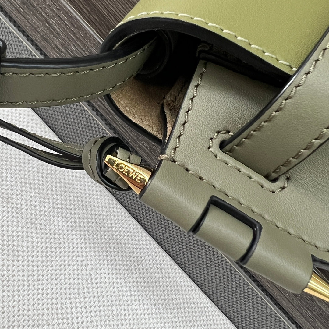 Mini Gate Dual bag in soft calfskin and jacquard Green smooth caflskin mysite