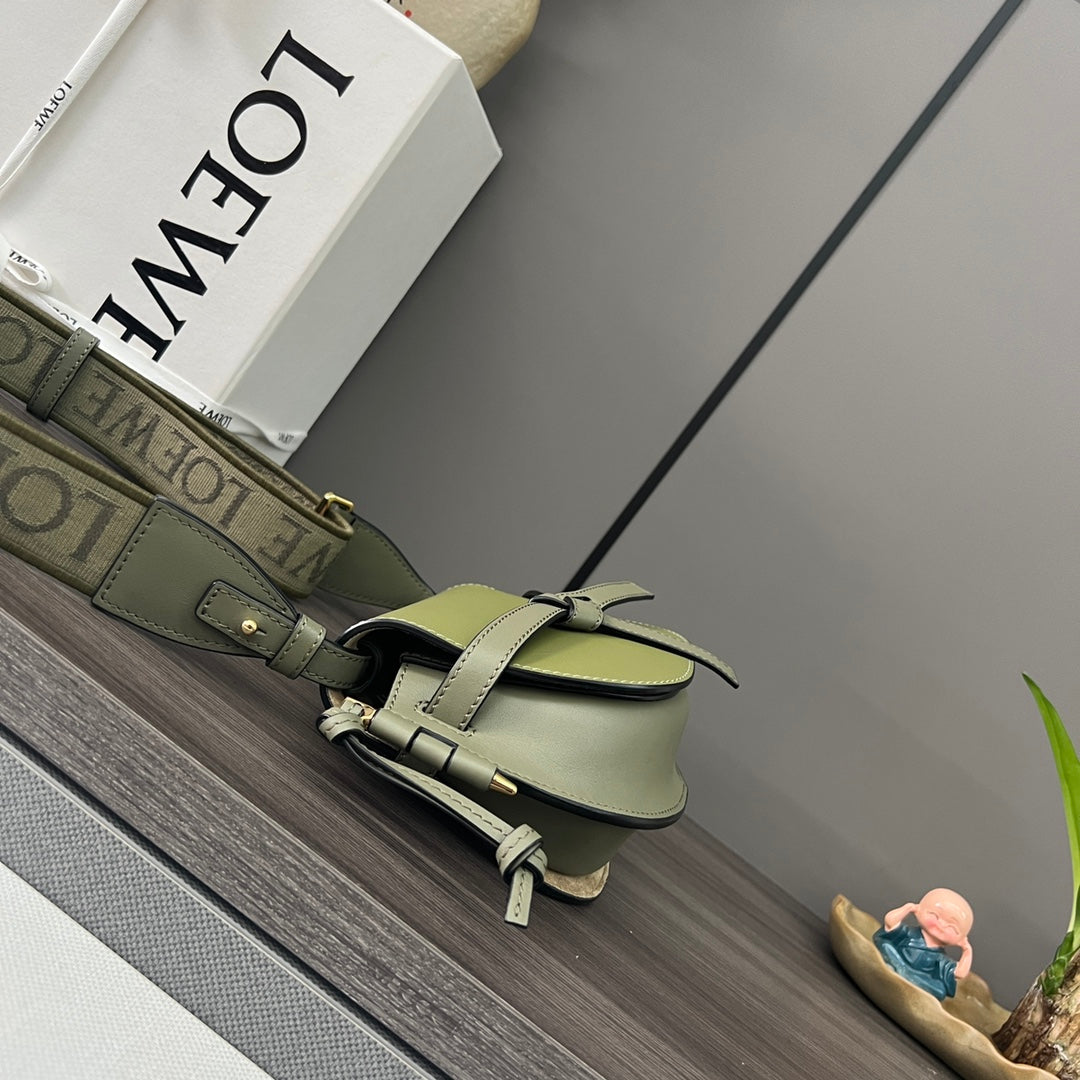 Mini Gate Dual bag in soft calfskin and jacquard Green smooth caflskin mysite