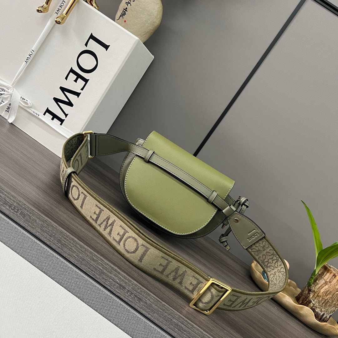 Mini Gate Dual bag in soft calfskin and jacquard Green smooth caflskin mysite