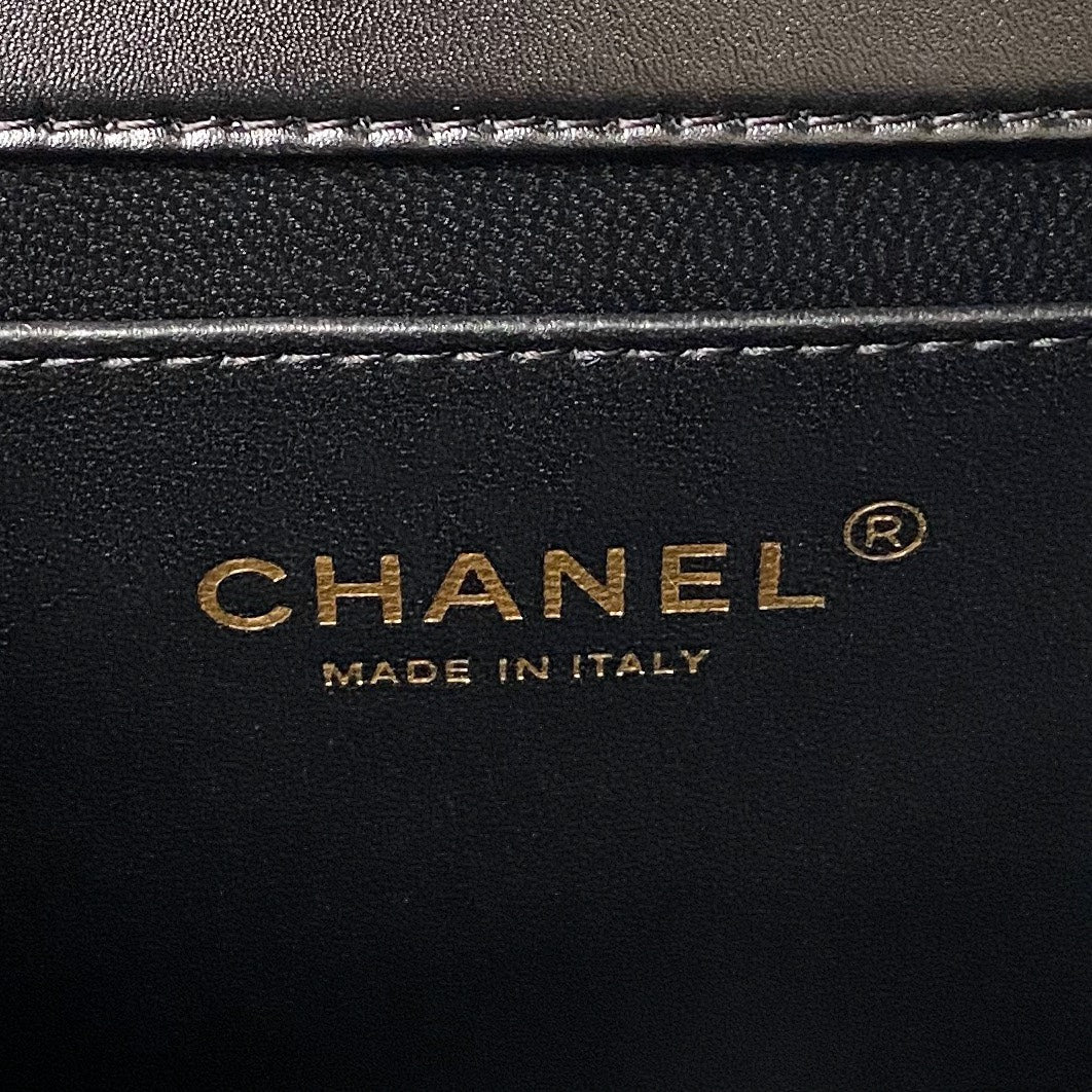 FLAP BAG 22 IN BLACK CALFSKIN WITH DOUBLE GOLD BALL mysite