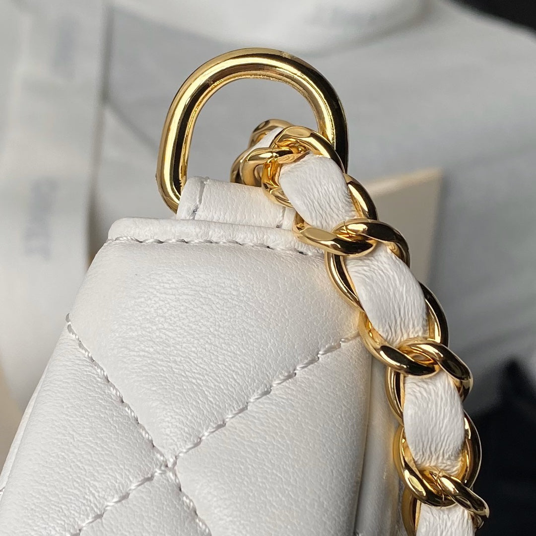24p cc hobo bag 20cm white lambskin gold hardware mysite