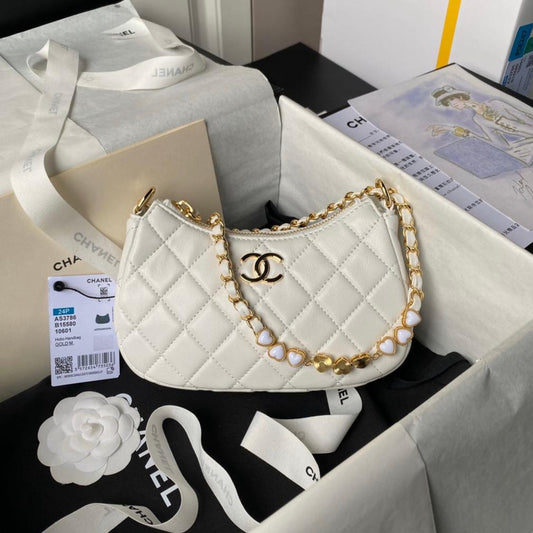 24p cc hobo bag 20cm white lambskin gold hardware mysite