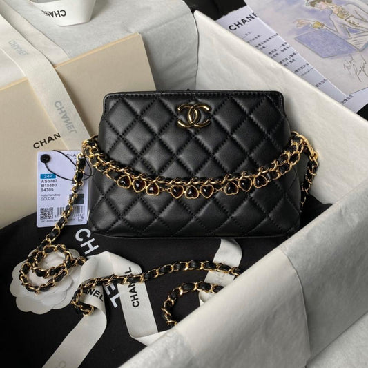 24p clutch with chain 19cm black lambskin mysite