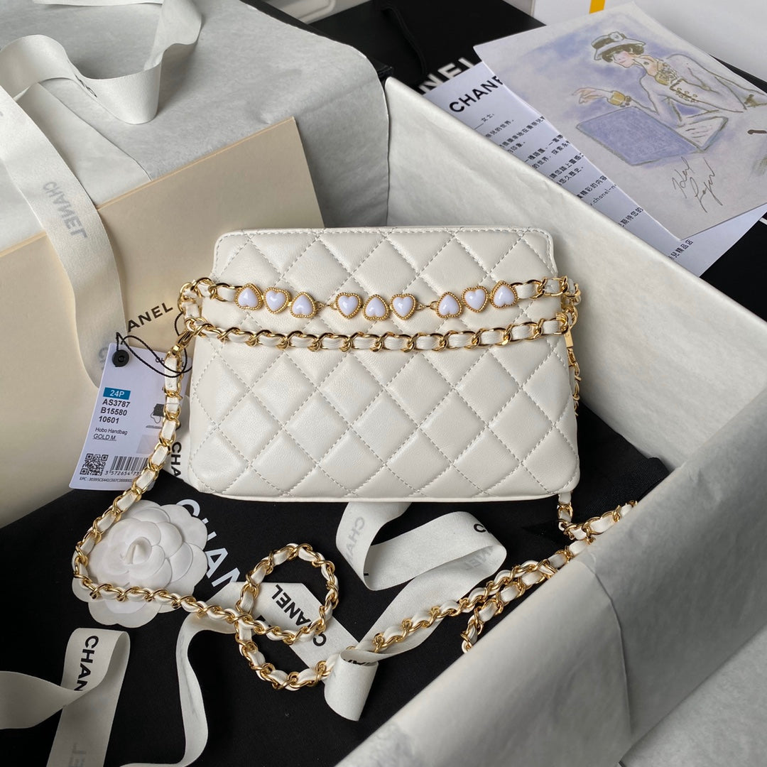 24p clutch with chain 19cm white lambskin mysite