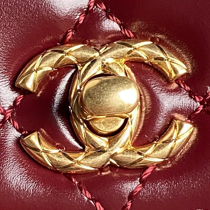 CC 24A Coco Handle Mini 19cm Burgundy Patent Calfskin Gold Hardware mysite