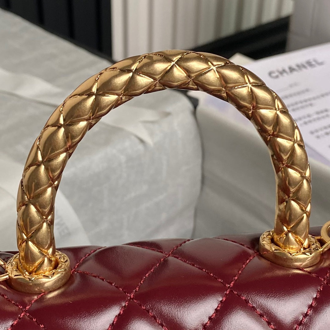 CC 24A Coco Handle Mini 19cm Burgundy Patent Calfskin Gold Hardware mysite