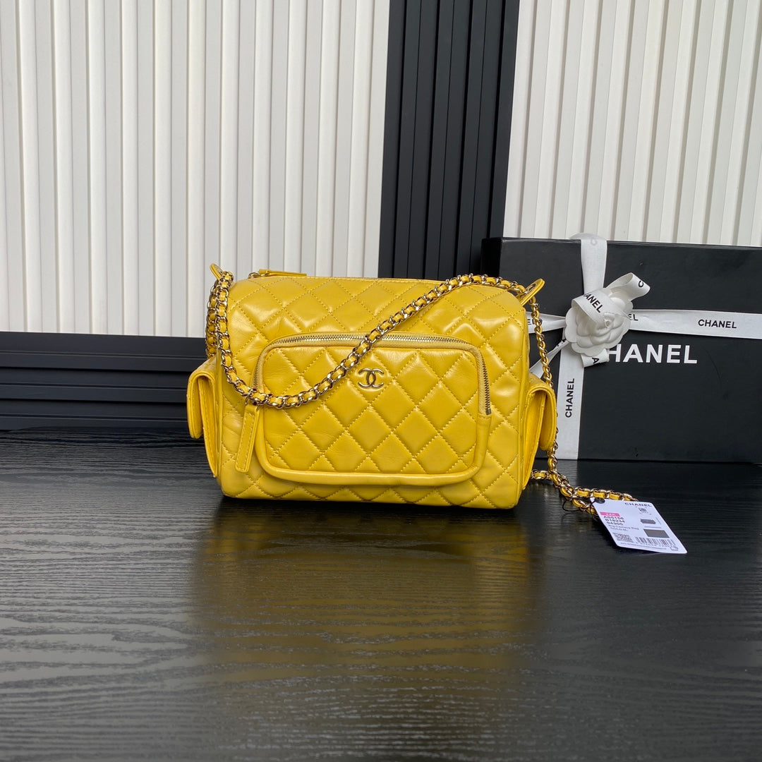 24K Camera Bag Yellow Calfskin Gold Hardware mysite