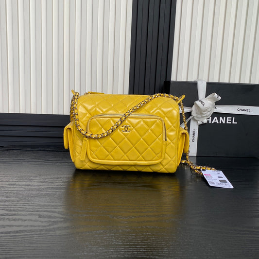 24K Camera Bag Yellow Calfskin Gold Hardware mysite
