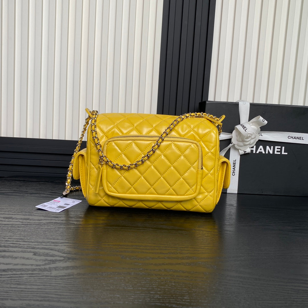 24K Camera Bag Yellow Calfskin Gold Hardware mysite