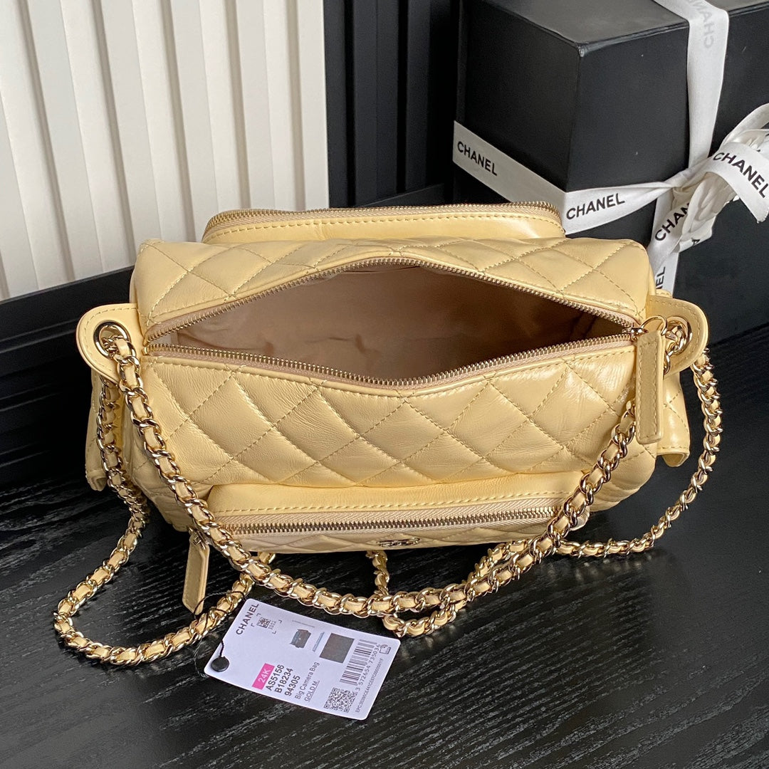 24K Camera Bag Beige Calfskin Gold Hardware mysite