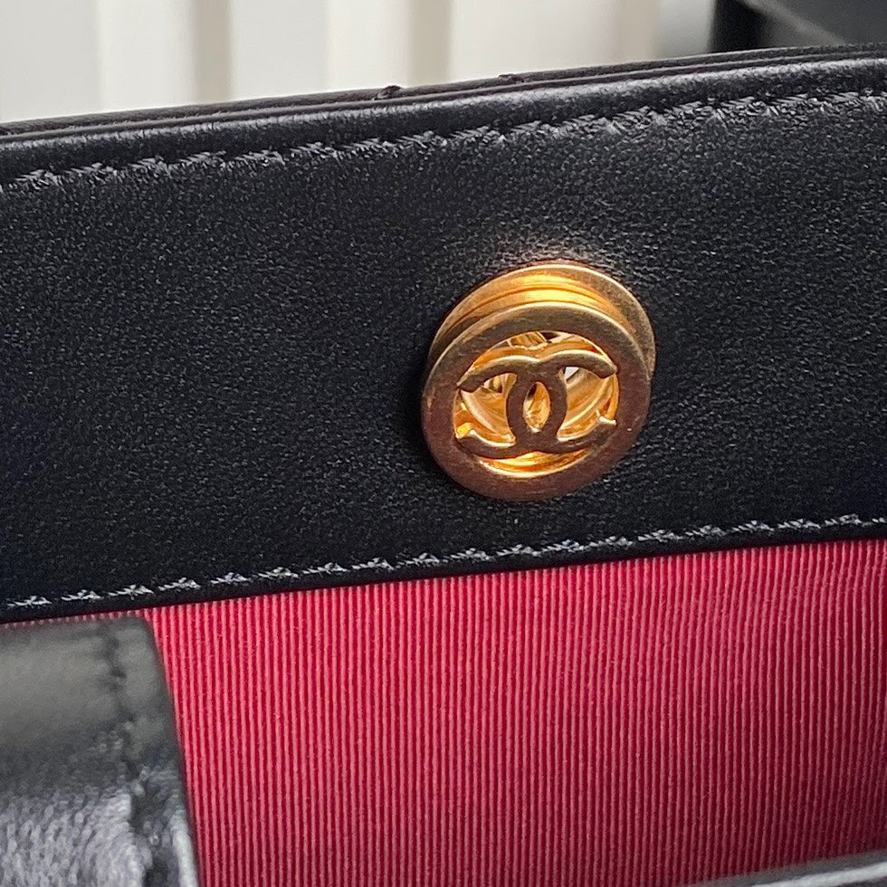 24K Shopping Bag 28cm Black Calfskin Gold Hardware mysite