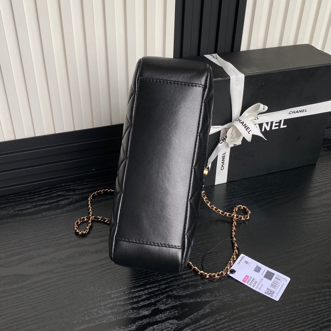 24K Shopping Bag 28cm Black Calfskin Gold Hardware mysite