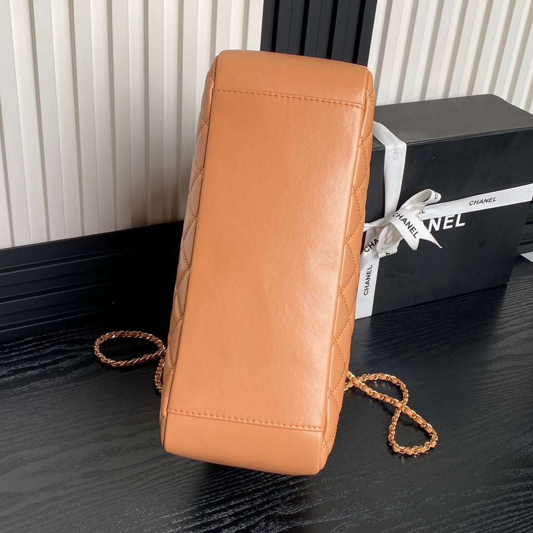 24K Shopping Bag 32cm Brown Calfskin Gold Hardware mysite