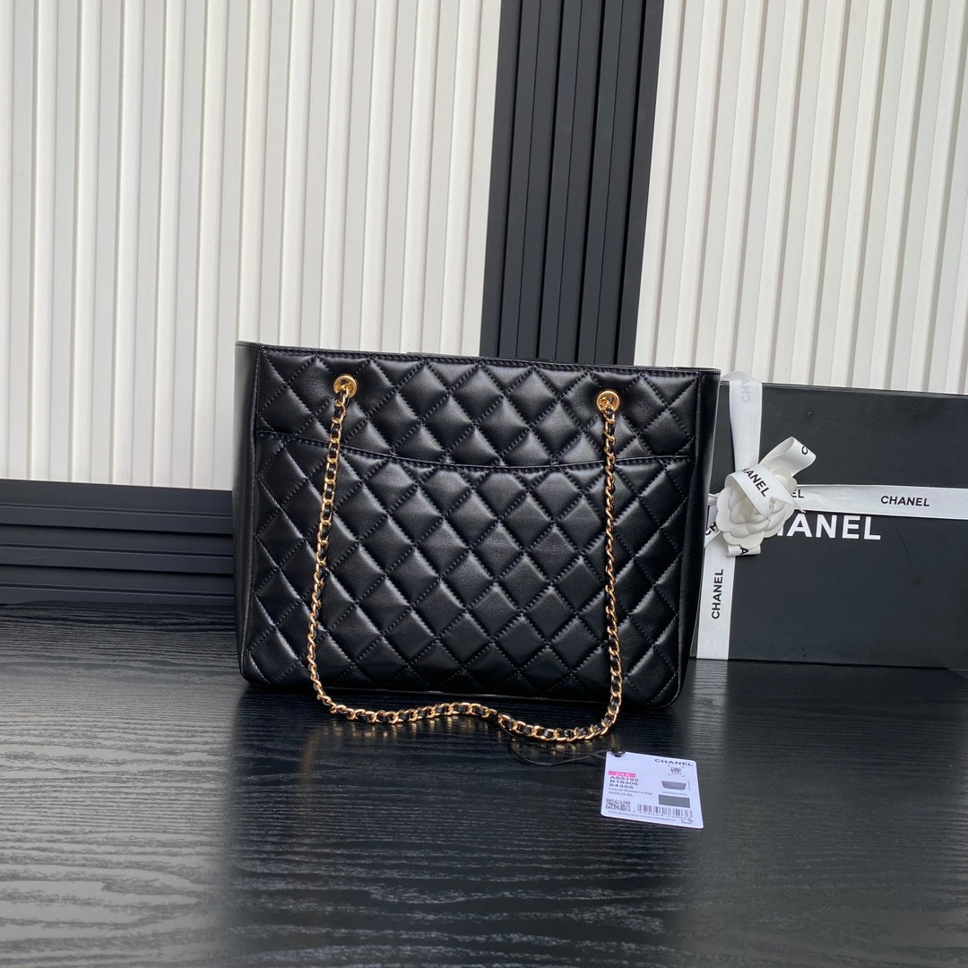 24K Shopping Bag 32cm Black Calfskin Gold Hardware mysite