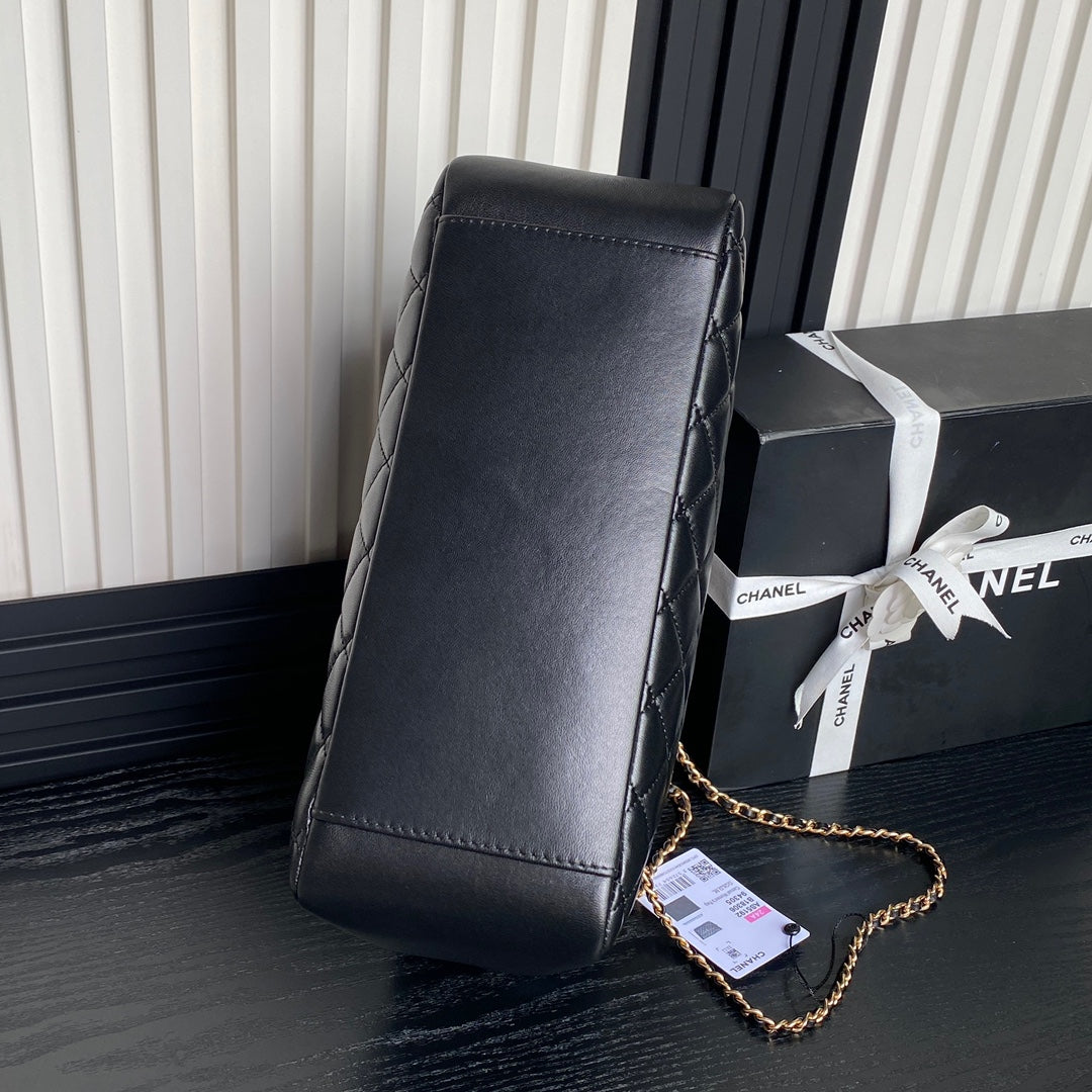 24K Shopping Bag 32cm Black Calfskin Gold Hardware mysite