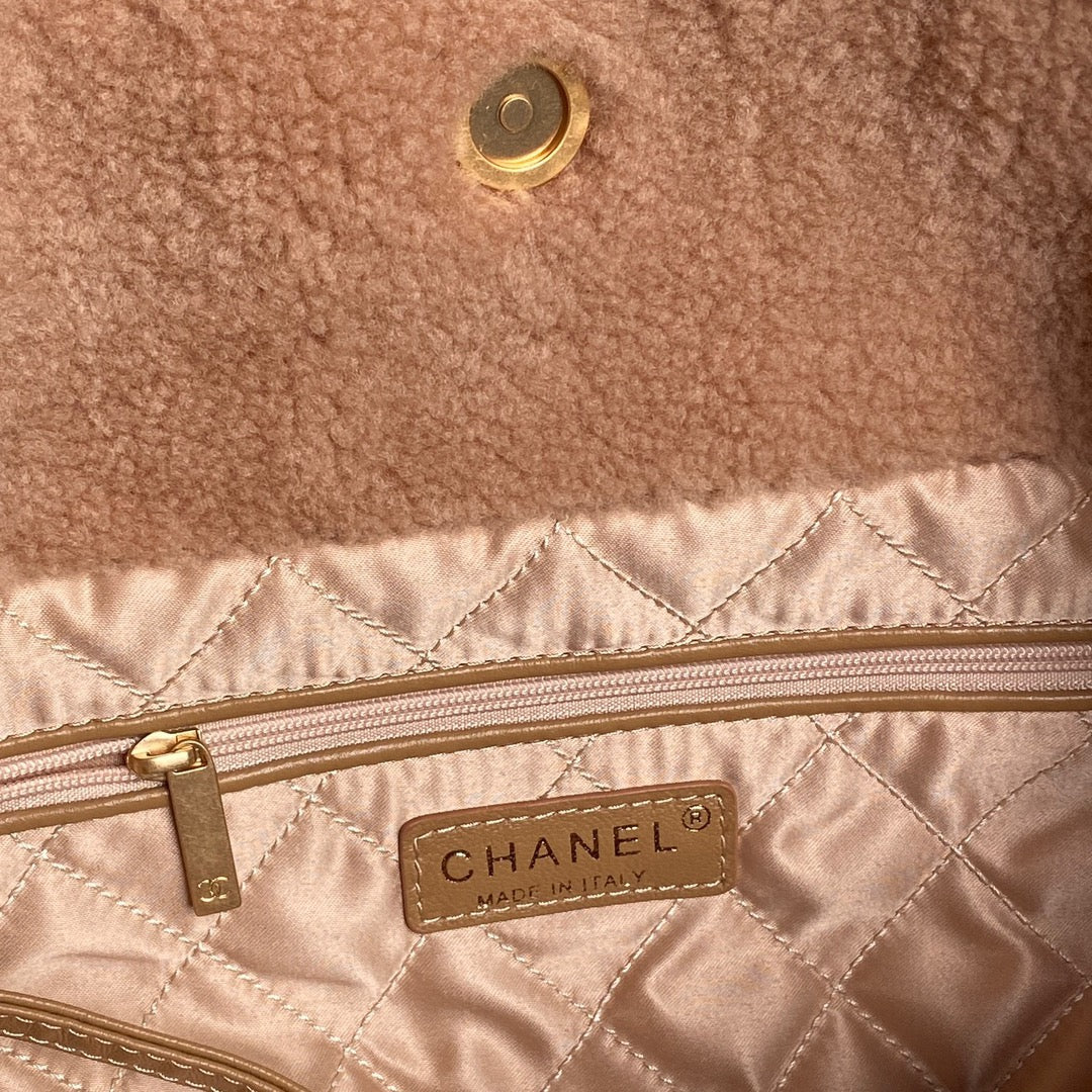 CC 24K Hobo 22 Bag 35cm Brown Wool Fur mysite