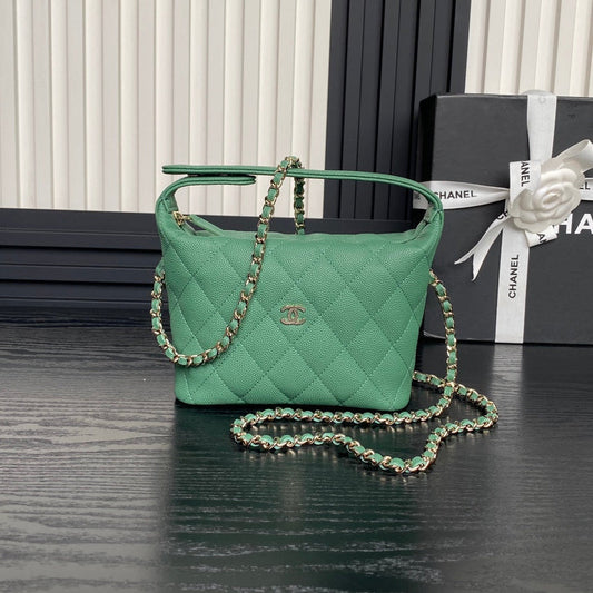 CC 25C Hobo Bag 21.5cm Top Handle Dark Green Grained Calfskin mysite