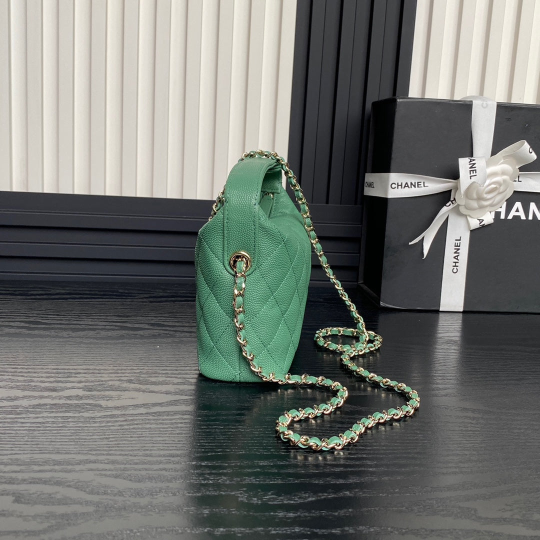 CC 25C Hobo Bag 21.5cm Top Handle Dark Green Grained Calfskin mysite