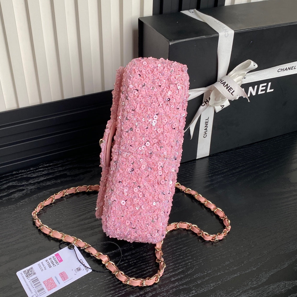 CC 24K Flap Bag 20cm Pink Sequin mysite
