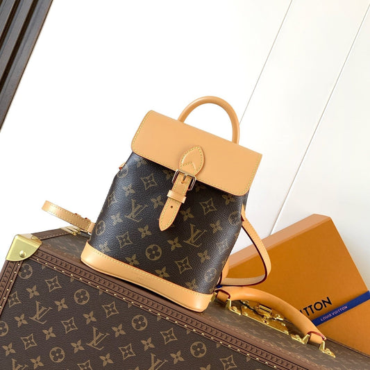 LV Soho Mini Backpack 17cm Brown Beige Monogram Canvas & Cowhide mysite