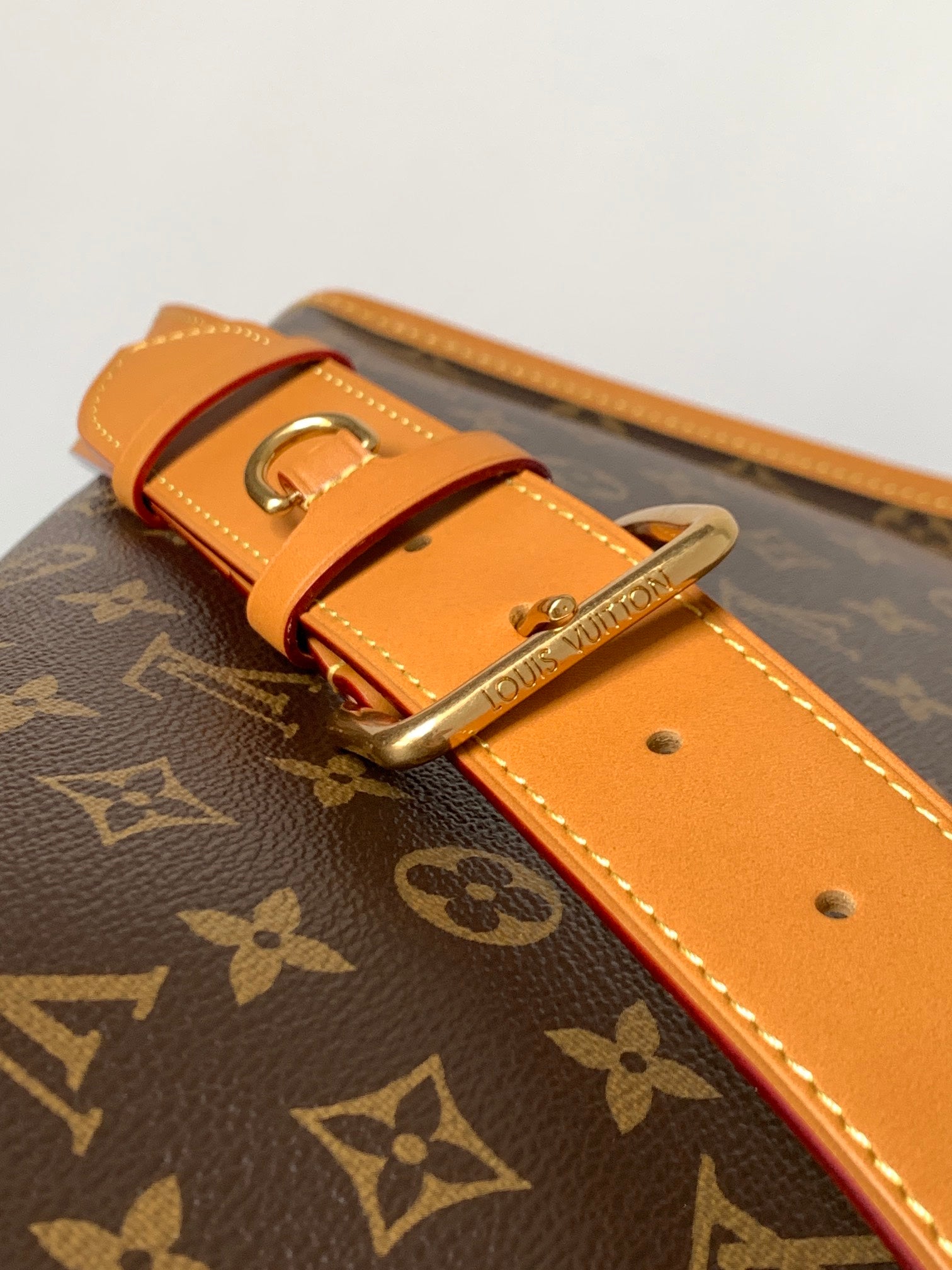 LV Satchel Messenger Bag  35.5cm Brown Monogram Canvas & Cowhide mysite