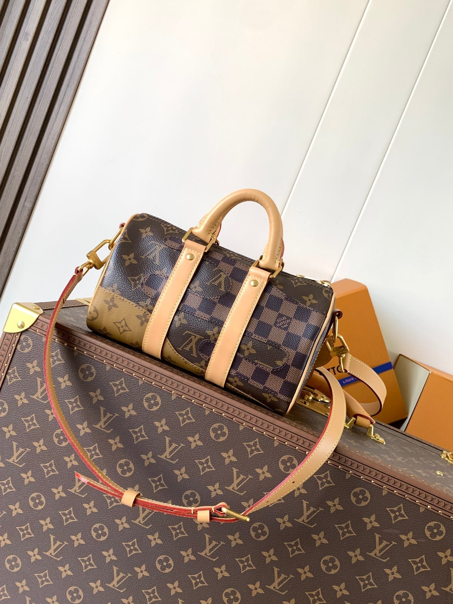 LV Keepall Bandoulière 25 Brown Boro Monogram Landscape canvas & Cowhide mysite