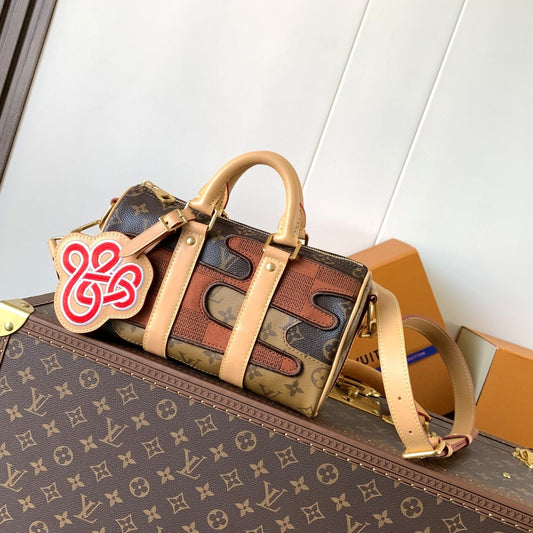 LV Keepall Bandoulière 25 Brown Boro Monogram Landscape canvas & Cowhide mysite