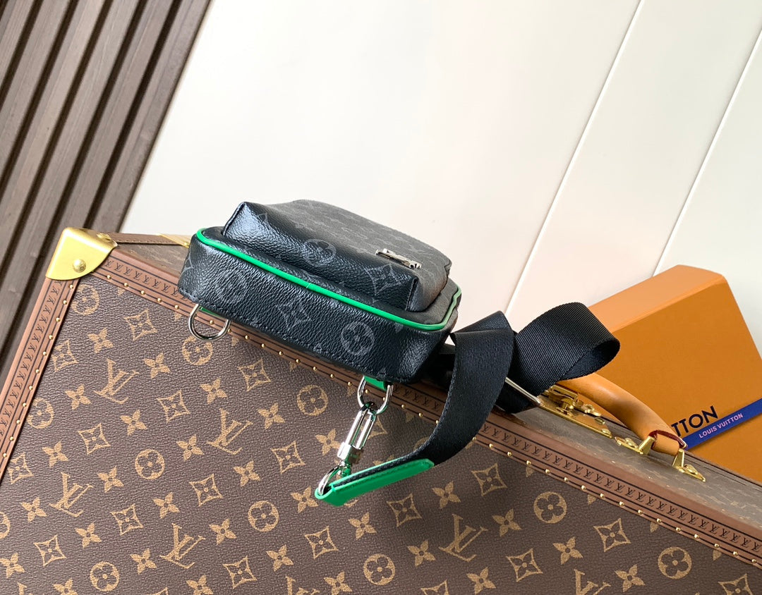 LV Mini Avenue Slingbag PM 12cm Black Bamboo Green Monogram Eclipse Canvas mysite