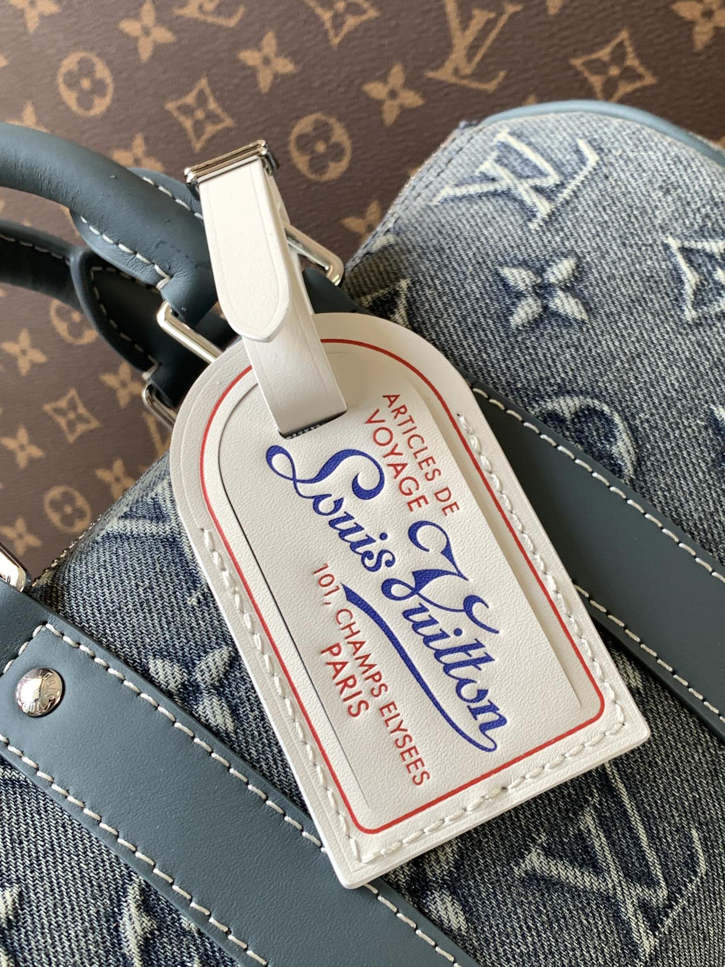 LV Keepall Bandoulière 25 Blue Monogram Washed Denim & Cowhide mysite
