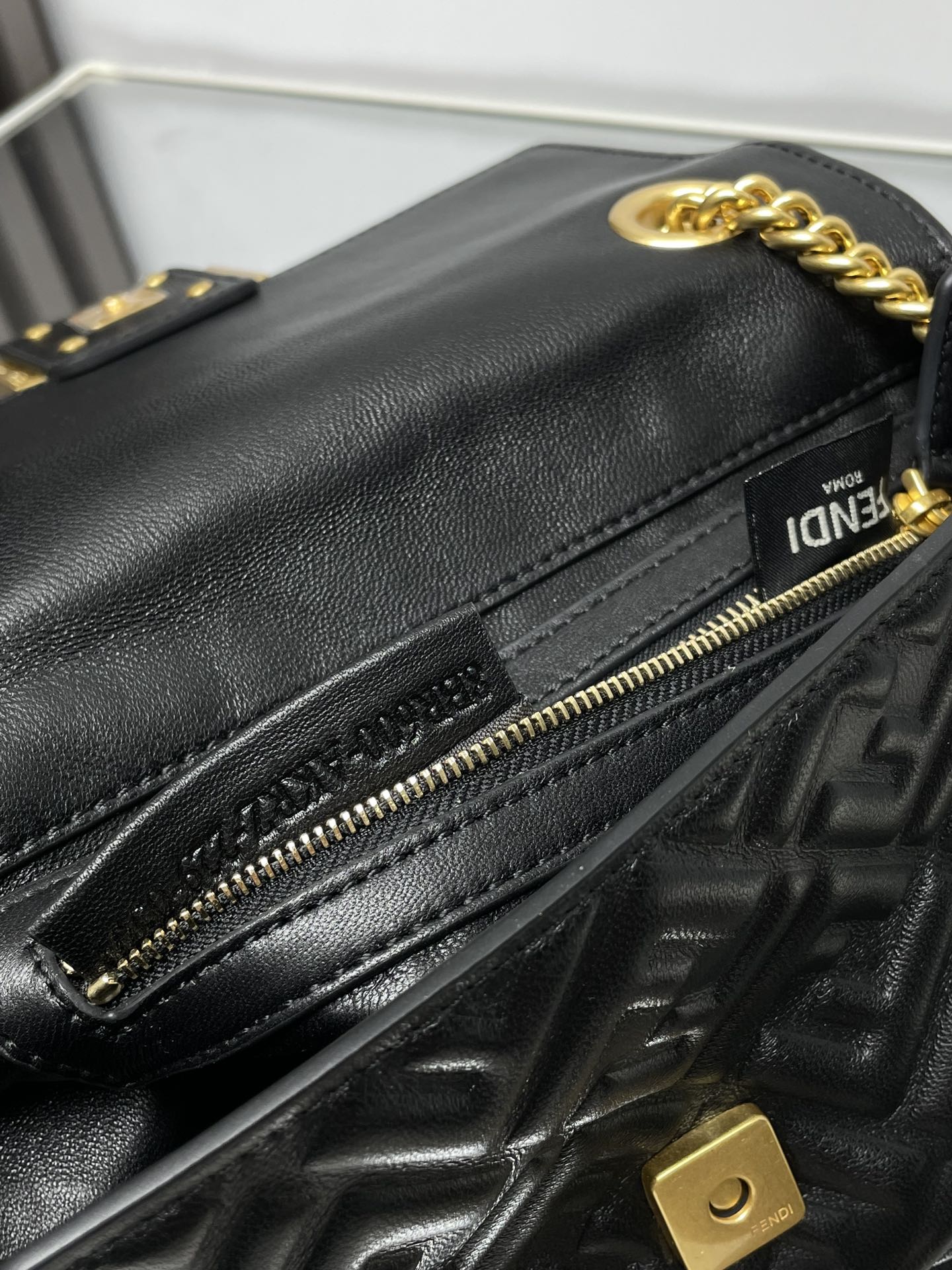 Fend Baguette 24 Bag With FF Motif Black Leather Ghw mysite